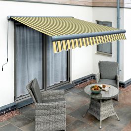 5.0m Full Cassette Electric Yellow and Grey Awning (Charcoal Cassette)